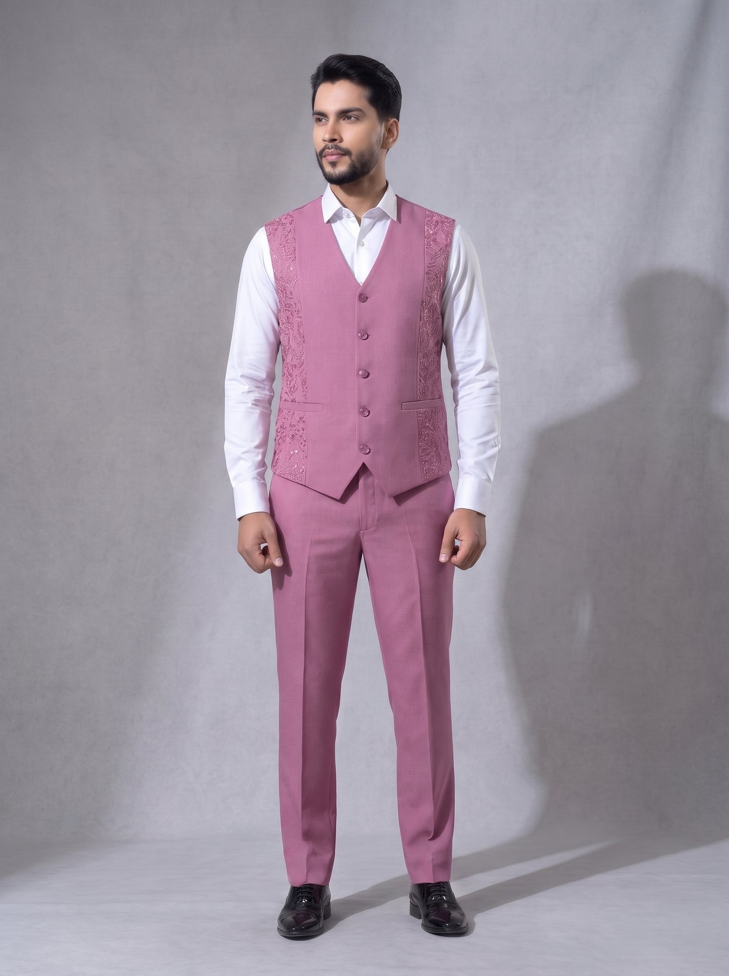 Club AK Men's Premium Dusty Pink 3 Piece Suit | Luxury Wedding, Reception & Party Wear