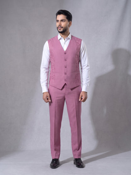 Club AK Men's Premium Dusty Pink 3 Piece Suit | Luxury Wedding, Reception & Party Wear