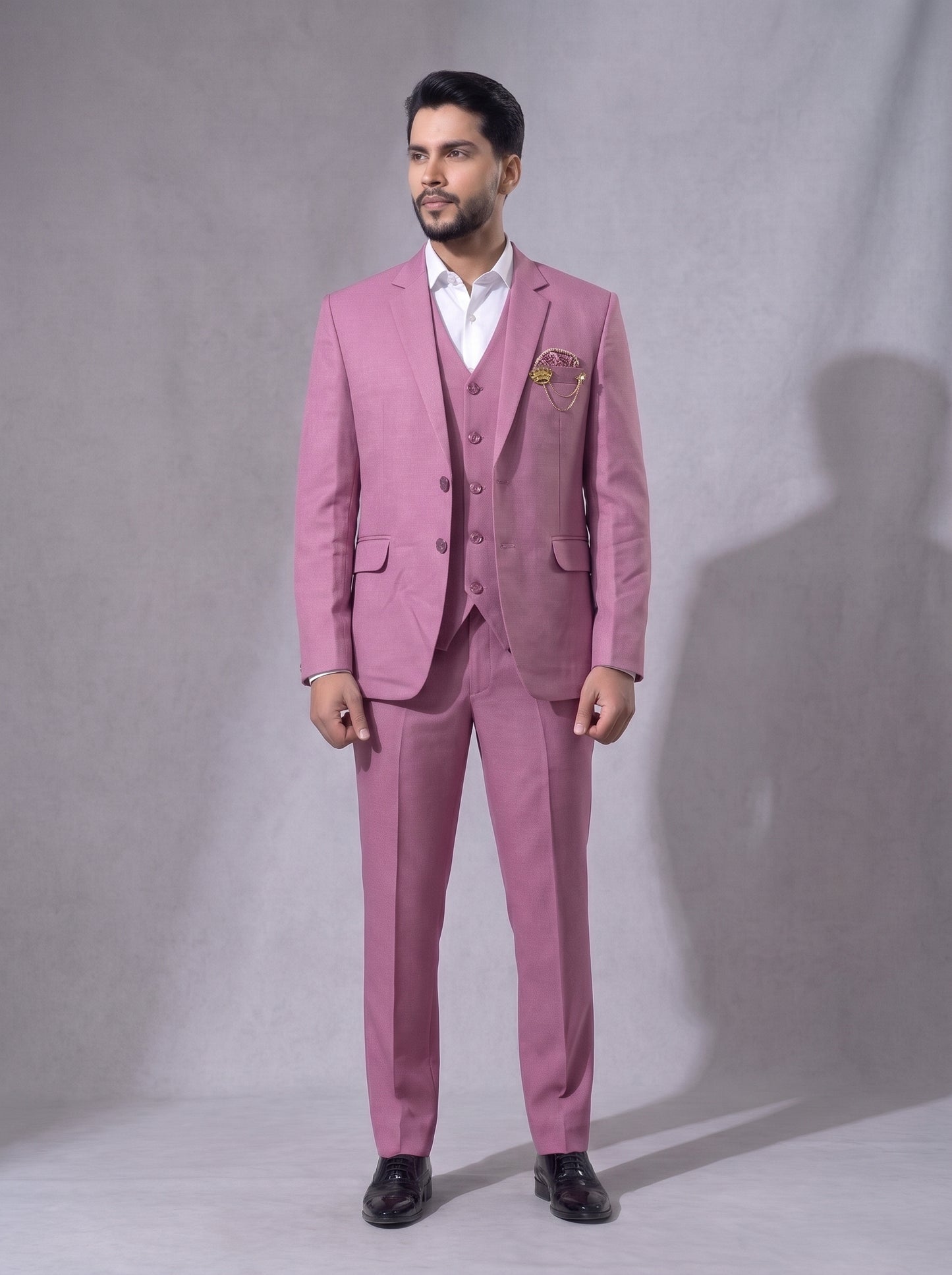 Club AK Men's Premium Dusty Pink 3 Piece Suit | Luxury Wedding, Reception & Party Wear