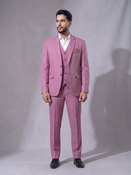 Club AK Men's Premium Dusty Pink 3 Piece Suit | Luxury Wedding, Reception & Party Wear