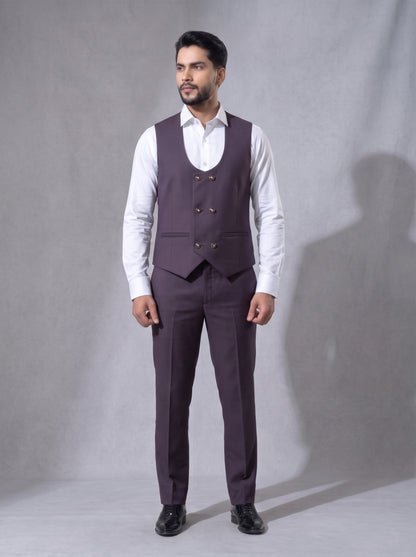 Club AK Men's Premium Deep Plum 3 Piece Suit | Luxury Wedding, Reception & Party Wear