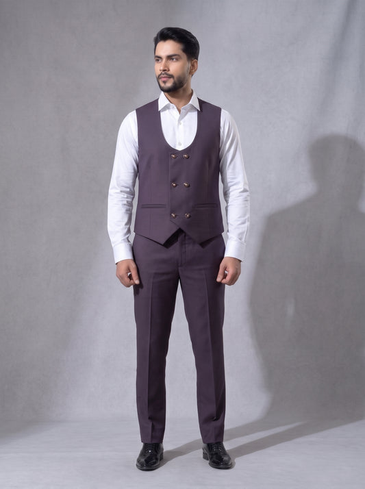 Club AK Men's Premium Deep Plum 3 Piece Suit | Luxury Wedding, Reception & Party Wear