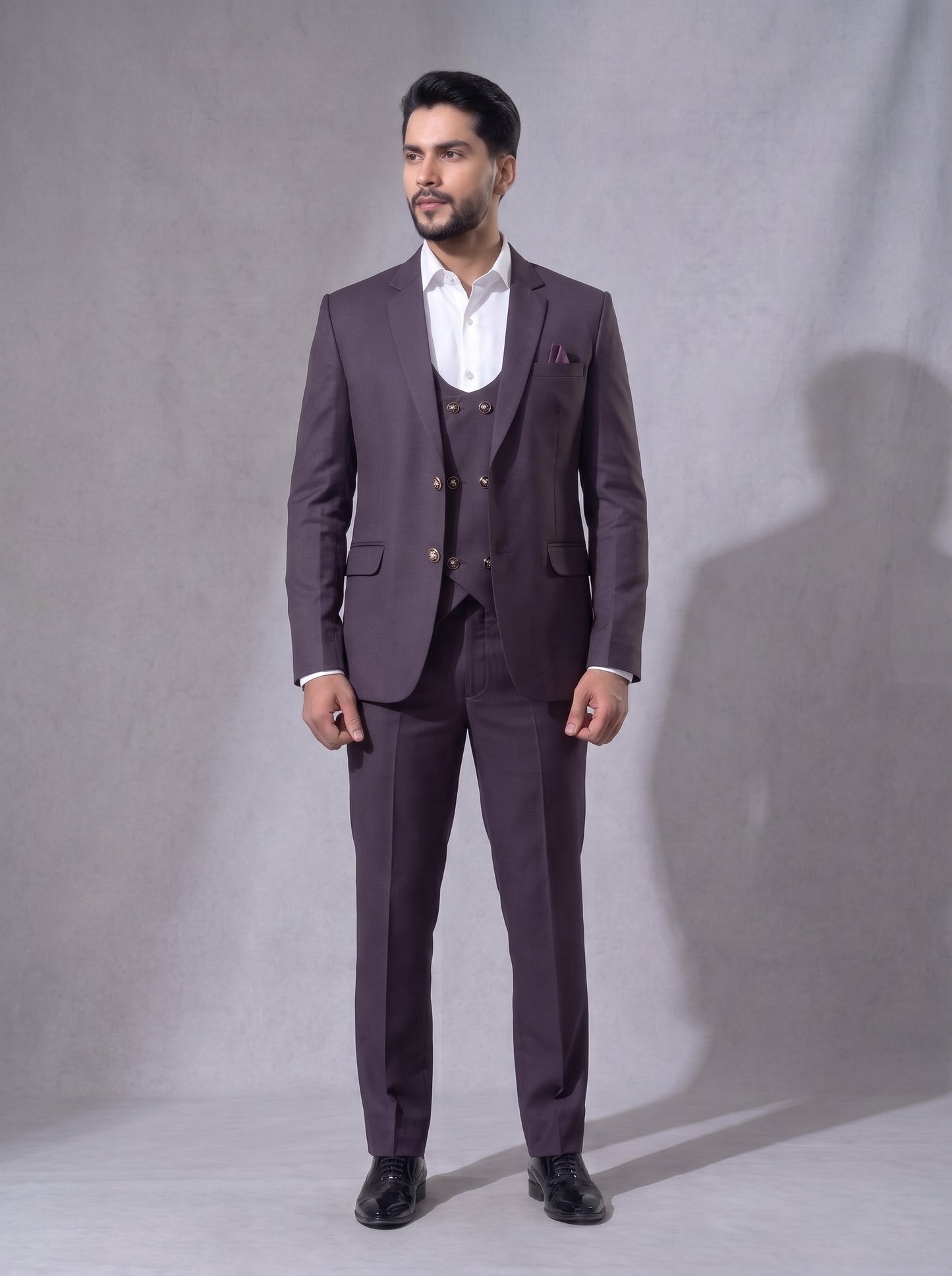 Club AK Men's Premium Deep Plum 3 Piece Suit | Luxury Wedding, Reception & Party Wear