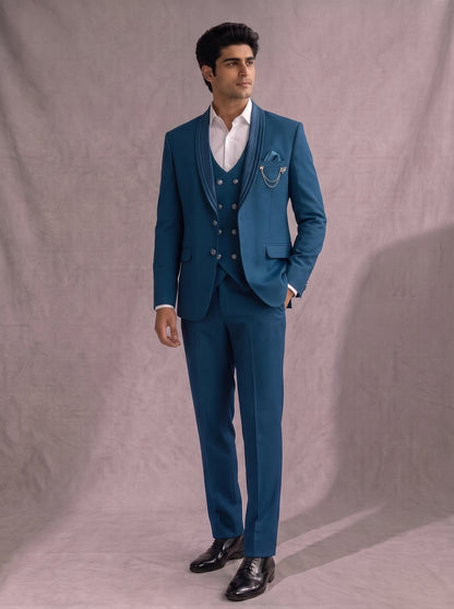 Club AK Royal Blue Shawl Lapel 3 Piece Suit | Men's Wedding & Engagement Wear