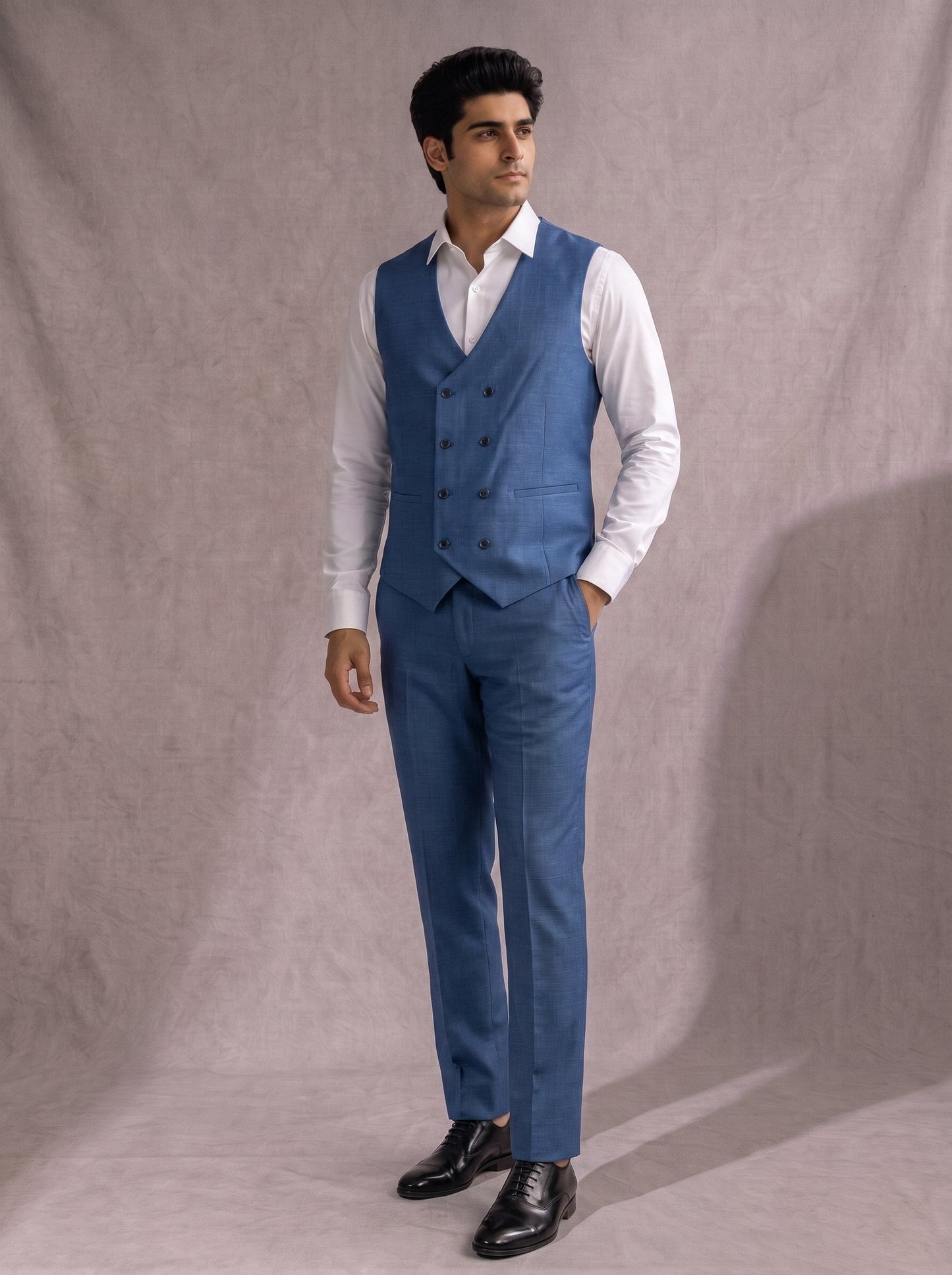 CLUB AK Men's Premium Royal Blue Three-Piece Suit for Men | Wedding & Formal Wear