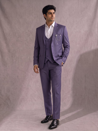 CLUB AK Men's Premium Lavender Three-Piece Suit for Men | Designer Wedding & Party Wear