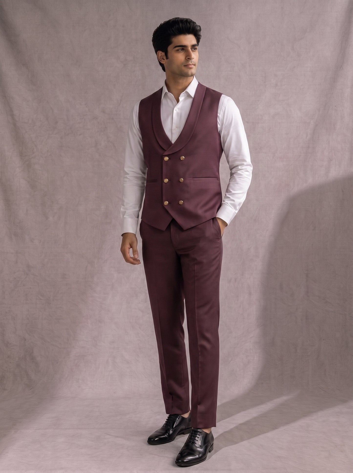 CLUB AK Men's Premium Wine Three-Piece Suit for Men | Designer  Wedding Collection