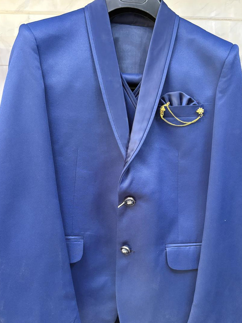 Club AK Men's Premium Royal Blue Three Piece Suit