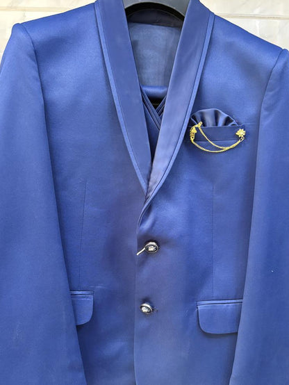 Club AK Men's Royal Blue Three Piece Suit