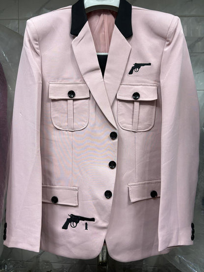 Club AK Men’s Stylish Pink Cargo Pocket Three Piece Suit