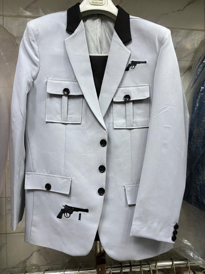 Club AK Men’s Premium Light Grey Cargo Pocket Three Piece Suit