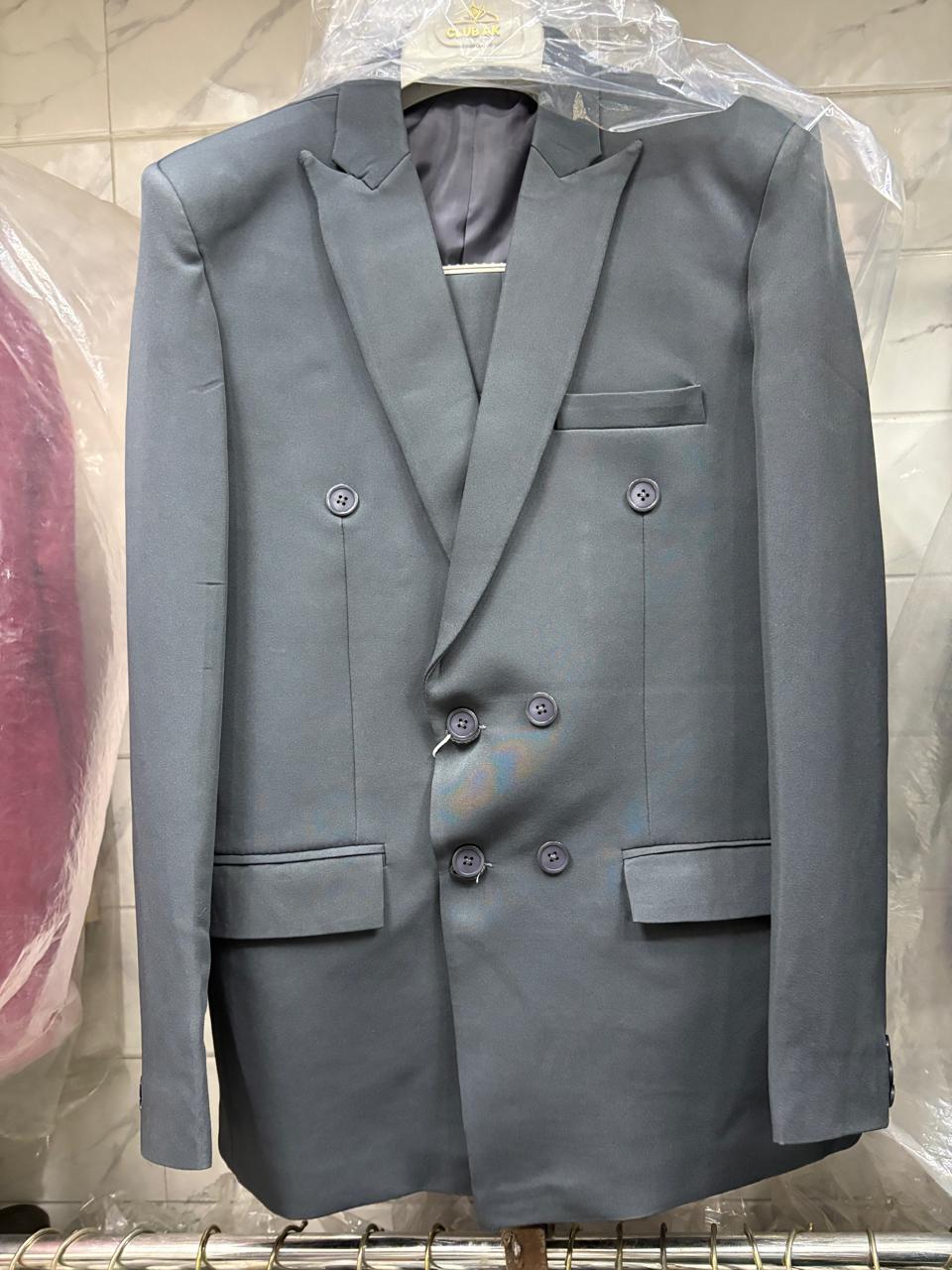Club AK Men’s Premium Charcoal Grey Double Breasted Suit