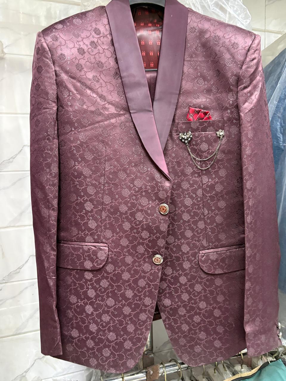 Club AK Men’s Premium Wine Three Piece Suit