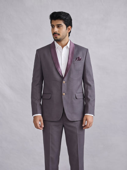 CLUB AK Men's Steel Grey Tuxedo Suit for Men | Premium Wedding & Evening Party Wear
