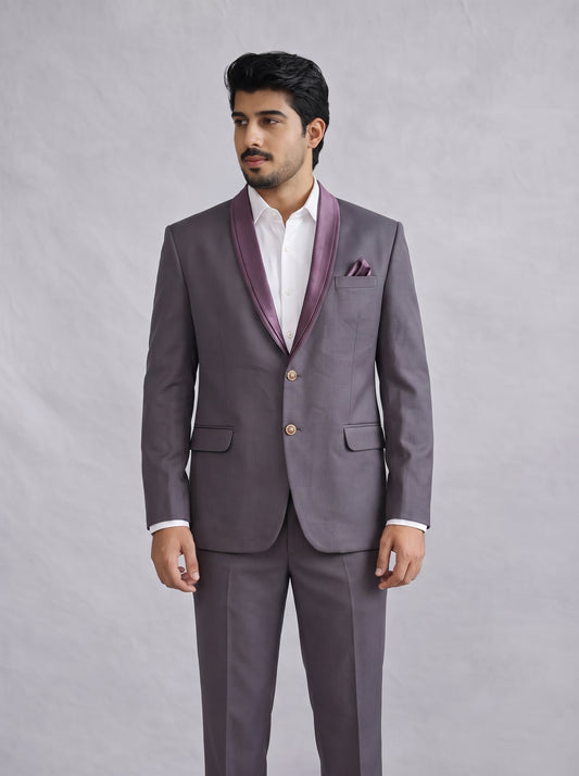 CLUB AK Men's Steel Grey Tuxedo Suit for Men | Premium Wedding & Evening Party Wear