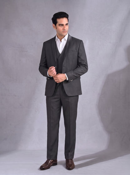 Club AK Men's Charcoal Grey Tuxedo Suit | Premium 3-Piece Formal Wedding suit
