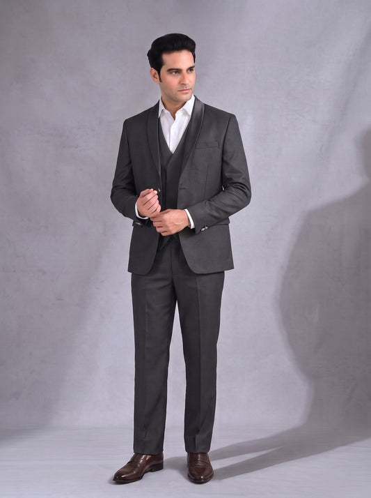 Club AK Men's Charcoal Grey Tuxedo Suit | Premium 3-Piece Formal Wedding suit