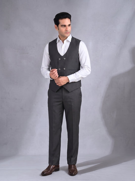 Club AK Men's Charcoal Grey Tuxedo Suit | Premium 3-Piece Formal Wedding suit