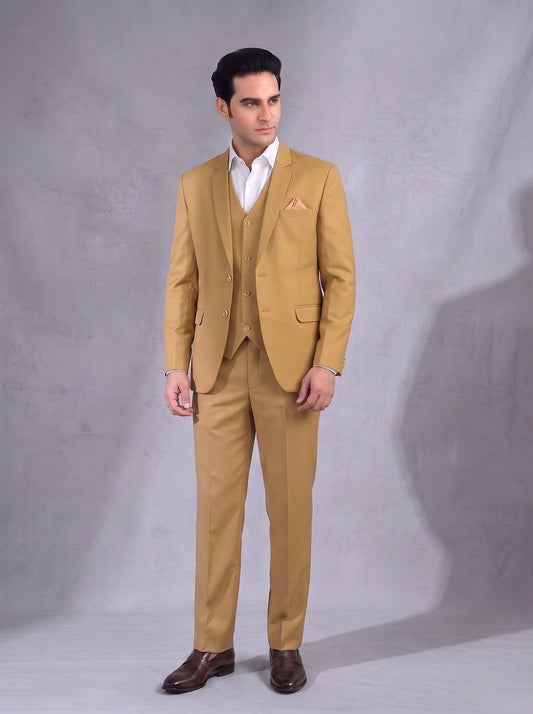 Club AK Men's Mustard Gold 3-Piece Suit | Premium Wedding & Party Wear suit Set