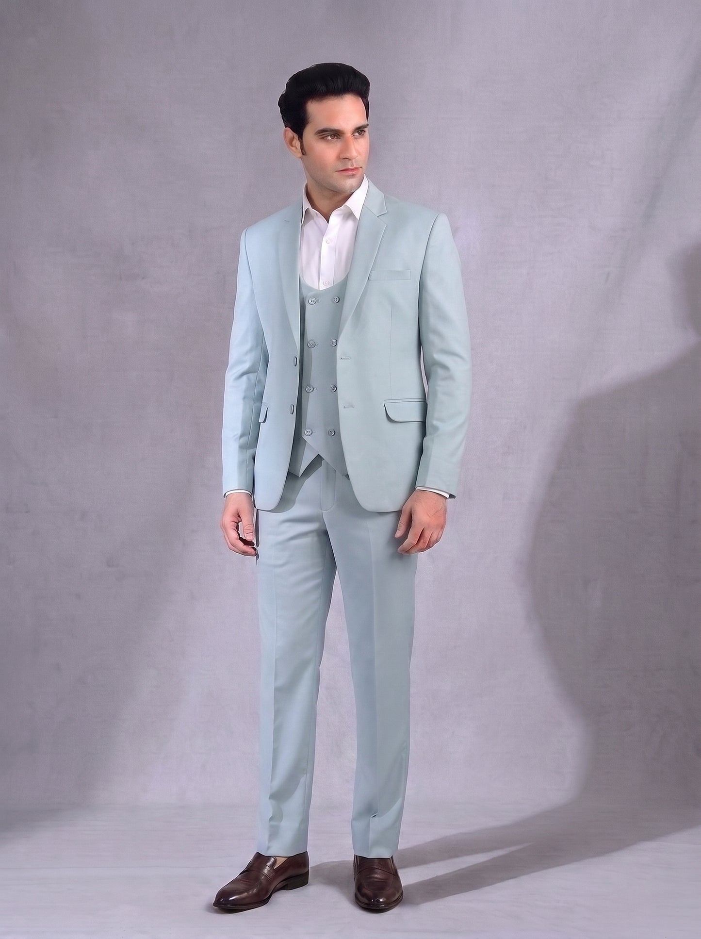 Club AK Ice Blue 3 Piece Suit for Men | Luxury Slim Fit Wedding & Engagement Suit