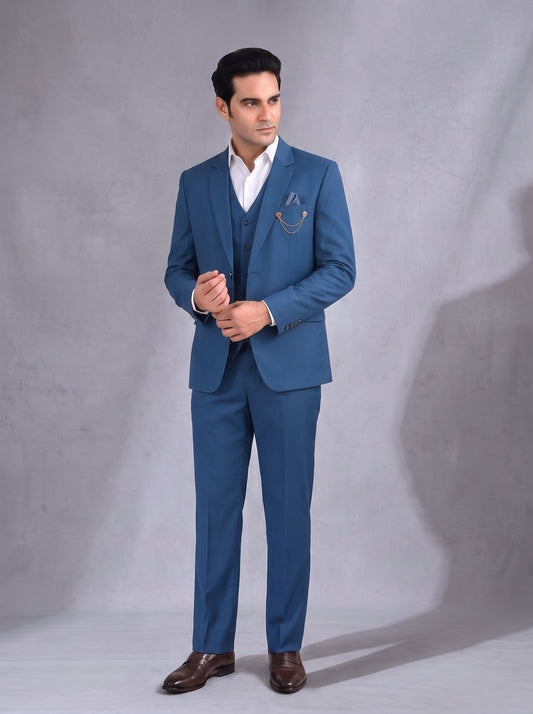 Club AK Royal Blue 3 Piece Suit for Men | Premium Formal Wedding & Party Wear