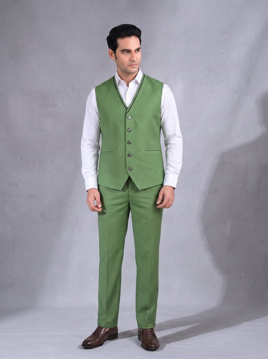 Club AK Men's Olive Green 3 Piece Suit | Designer Wedding & Reception Wear
