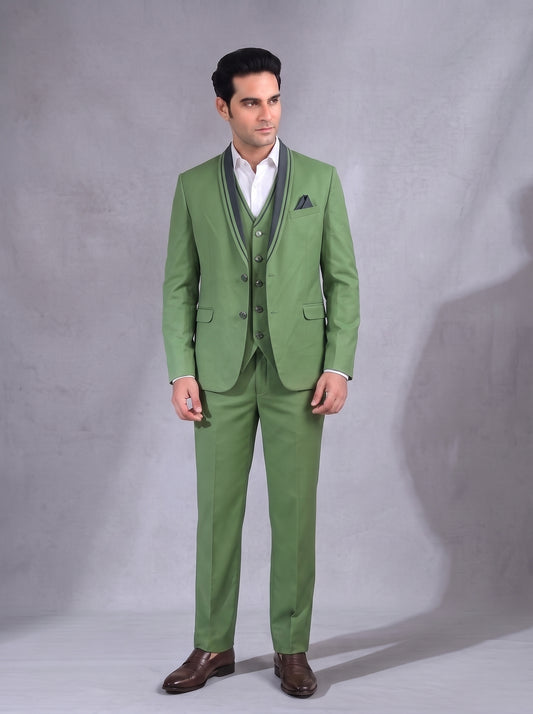 Club AK Men's Olive Green 3 Piece Suit | Designer Wedding & Reception Wear