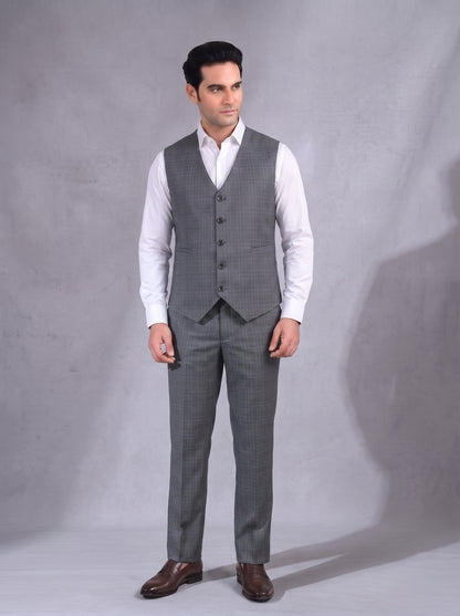 Club AK Men's Premium Grey 3 Piece Suit | Slim Fit Wedding & Formal suit Set