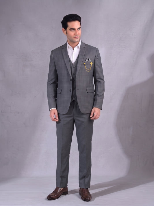 Club AK Men's Premium Grey 3 Piece Suit | Slim Fit Wedding & Formal suit Set