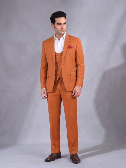 Club AK Men's Rust Orange 3-Piece Suit | Designer Wedding, Reception & Cocktail Wear