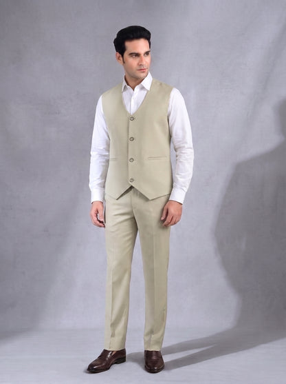 CLUB AK Men's Off White Three Piece Suit for Men | Elegant Wedding & Celebration Wear