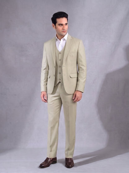 CLUB AK Men's Off White Three Piece Suit for Men | Elegant Wedding & Celebration Wear
