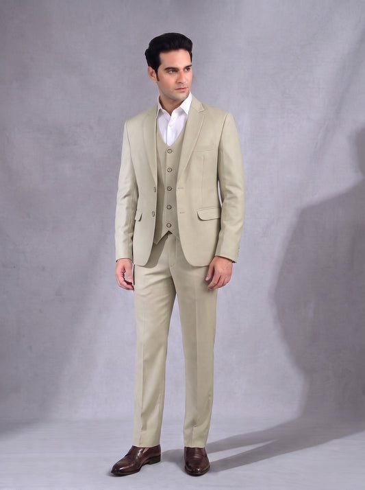 CLUB AK Men's Off White Three Piece Suit for Men | Elegant Wedding & Celebration Wear