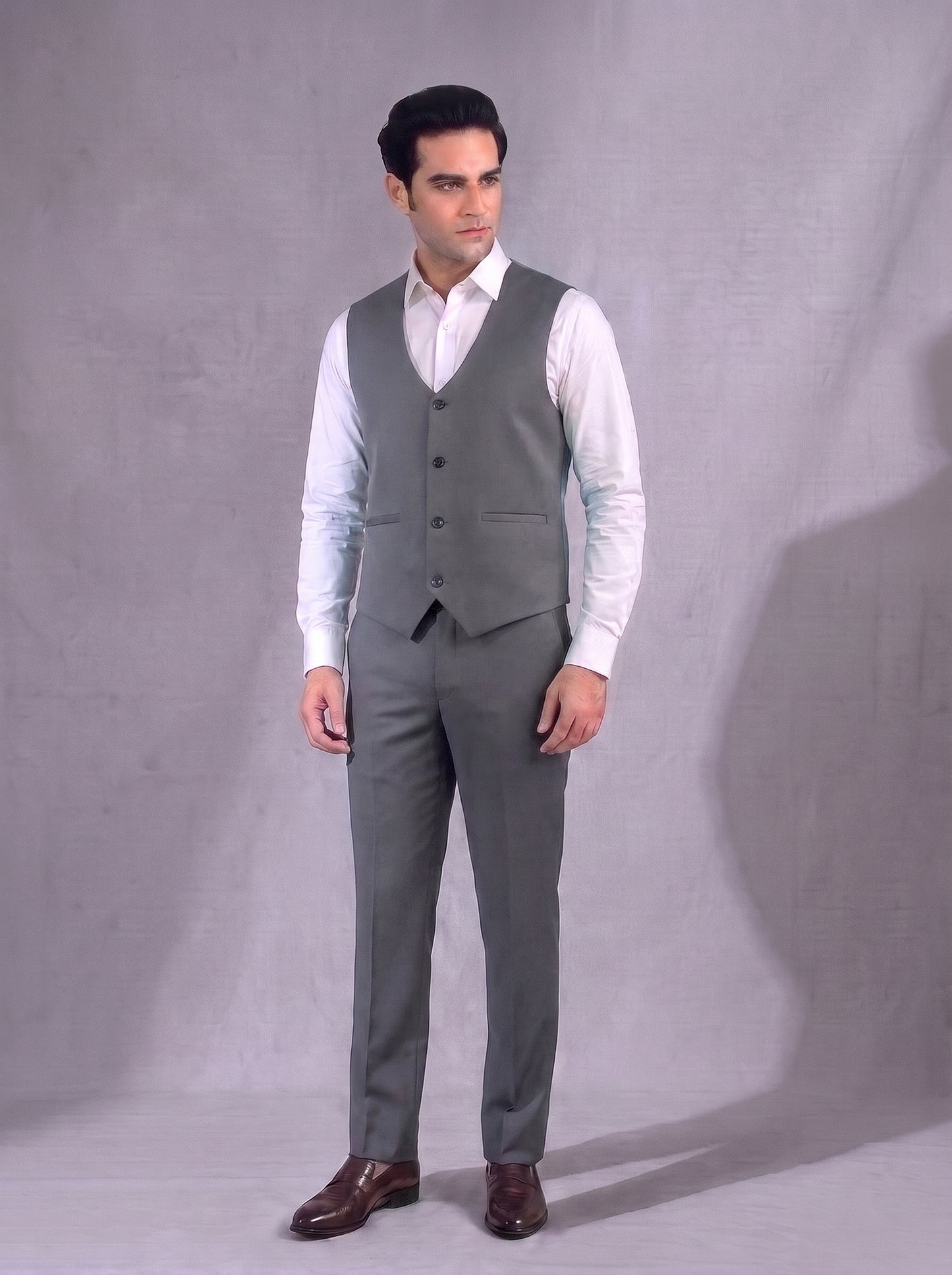 CLUB AK Men's Charcoal Grey Three Piece Suit for Men | Premium Wedding & Party Wear suit Set