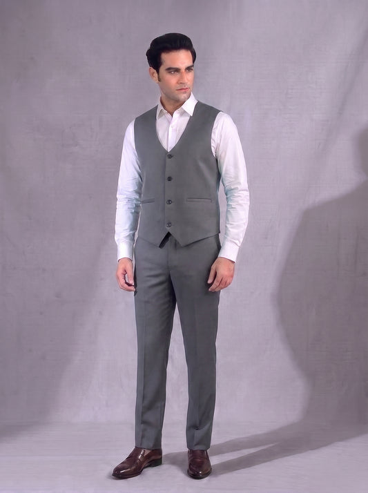 CLUB AK Men's Charcoal Grey Three Piece Suit for Men | Premium Wedding & Party Wear suit Set