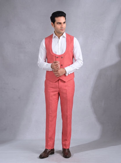 Club AK Men's Coral Pink 3 Piece Suit | Luxury Wedding & Engagement Wear