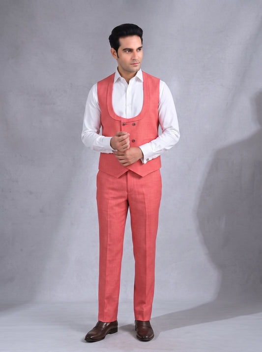 Club AK Men's Coral Pink 3 Piece Suit | Luxury Wedding & Engagement Wear