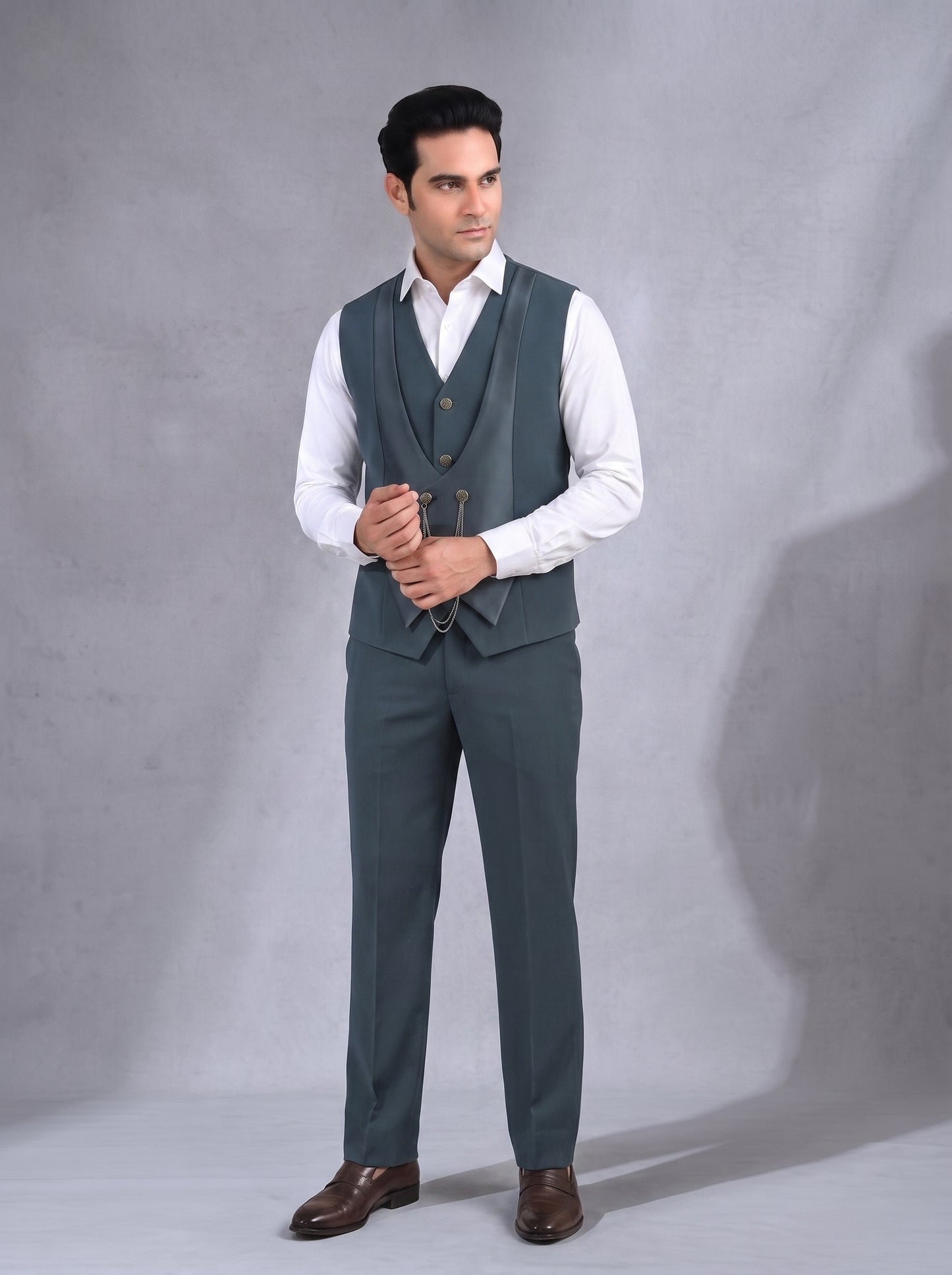 Club AK Men's Charcoal Grey Tuxedo Suit | Premium Party & Wedding Blazer Set
