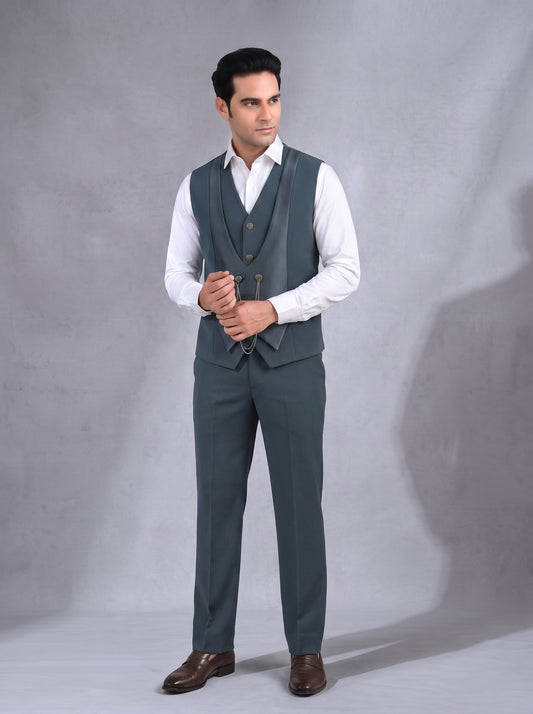 Club AK Men's Charcoal Grey Tuxedo Suit | Premium Party & Wedding Blazer Set