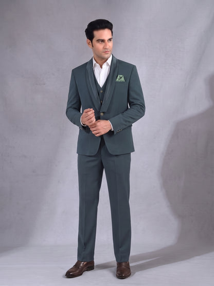 Club AK Men's Charcoal Grey Tuxedo Suit | Premium Party & Wedding Blazer Set