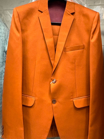 Club AK Men's Burnt Orange Three Piece Suit Set for Wedding, Party & Formal Wear