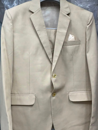 Club AK Men's Beige Three Piece Suit Set for Wedding, Party & Formal WearClub AK Men's Beige Three Piece Suit Set for Wedding, Party & Formal Wear