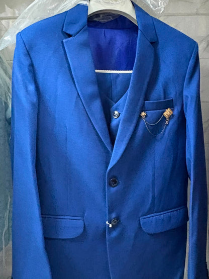 Club AK Men's Royal Blue Three Piece Suit Set for Wedding, Party & Formal Wear
