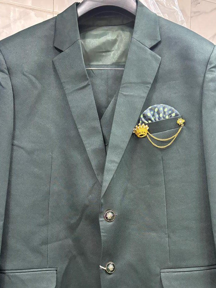 Club AK Men's Dark Green Three Piece Suit – Premium Wedding, Reception & Party Wear Formal Suit