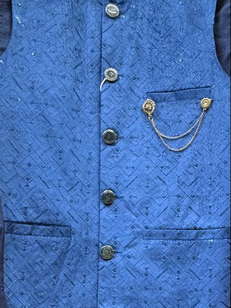 Club AK Men's Sky Blue Kurta Pajama with Textured Nehru Jacket – Premium Ethnic Wear for Wedding, Festive & Party
