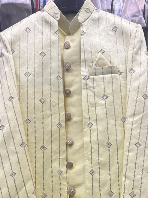 Club AK Men's Premium Yellow Embroidered Bandhgala Suit | Wedding & Festive Wear