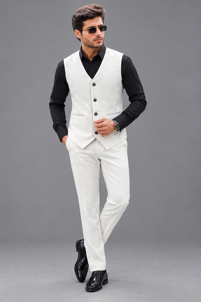 CLUBAK Men’s Designer Tuxedo Suit | Embroidered Party Wear and Tree piece suit
