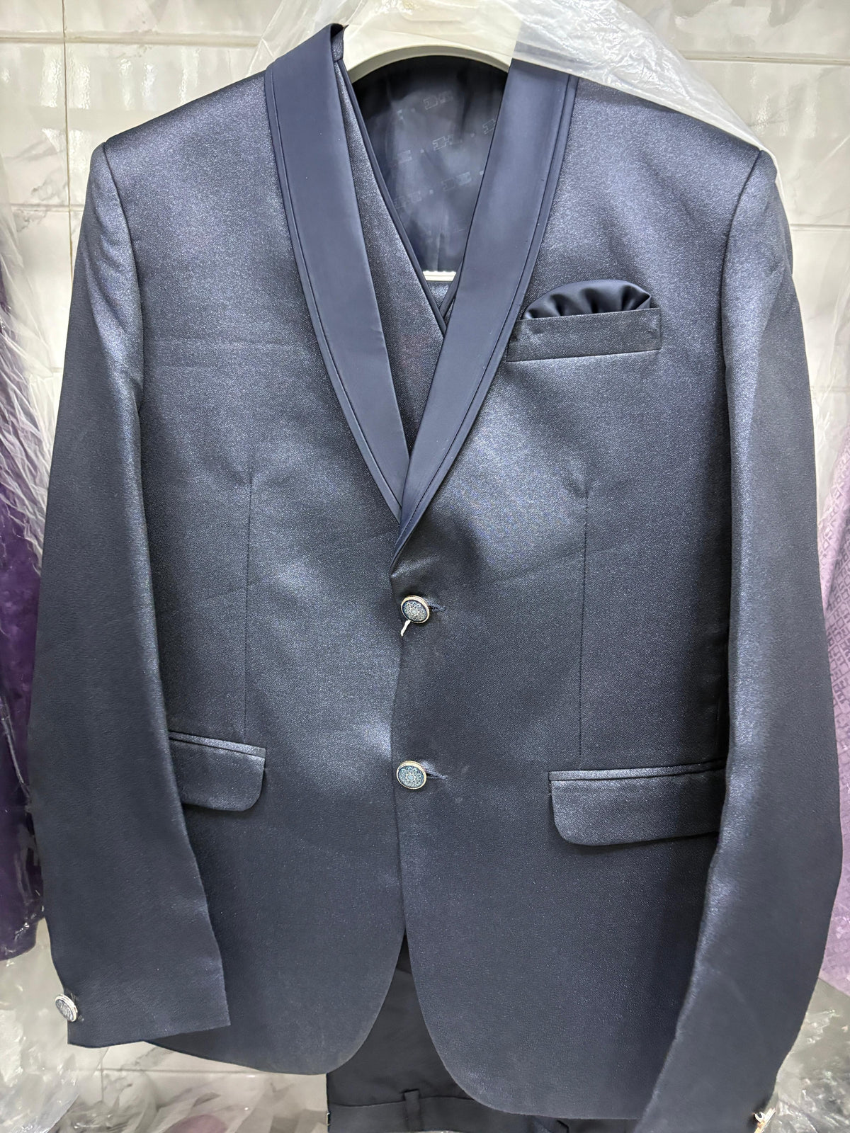 Club AK Men's Premium Steel Grey 3 Piece Suit