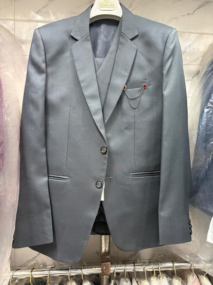 Club AK Men's Premium Charcoal Grey 3 Piece Formal Suit | Luxury Wedding, Reception & Party Wear