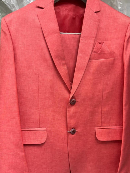 Club AK Men's Coral Pink 3 Piece Suit | Luxury Wedding & Engagement Wear